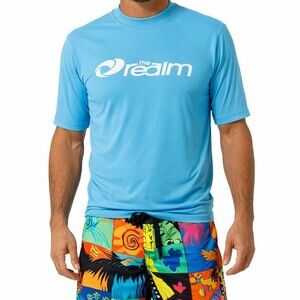 The Realm Rash Guard Mens Large Light Blue Short Sleeve Water Swim Shirt